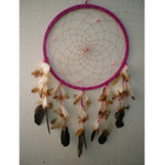 Dream catcher cuir 32 cm rose