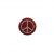 Badge petit ☮blanc fond rouge 