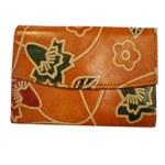 Portefeuille orange petites fleurs