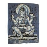 Tenture Shiva trident bleu 