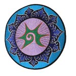 Ecusson tribal vert lotus bleu