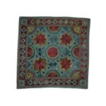 Housse coussin bleue fleurs de l'Inde