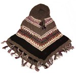 Poncho laine marron/gris