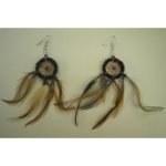 Boucles d'oreille dreamcatcher marron foncé