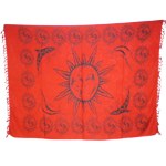 Tenture paréo soleil et dauphins rouge