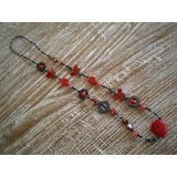 Sautoir fantaisie papillons rouges
