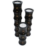 Set de trois bougeoirs en mango modèle Bambou