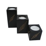 Set de 3 bougeoirs en mango rectangulaires