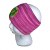 Bandeau rayé rose om fleur verte