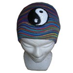 Bandeau rayé multicolore broderie yin yang