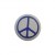 Badge ☮bleu fond blanc