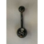 Piercing nombril noir tête de mort