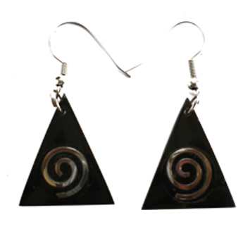 Paire de boucles d'oreille bois spirale triangle