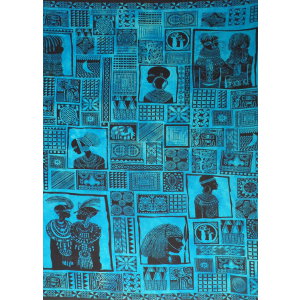 Maxi tenture patchwork africa bleu