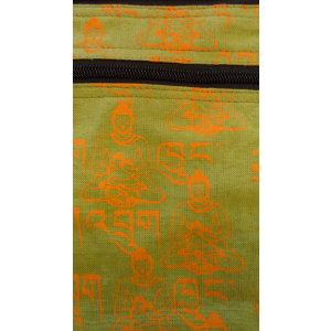 Sac passeport sanscrit Bouddha vert/orange