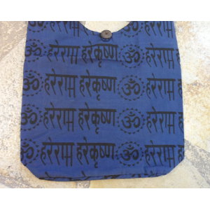 Besace Om sanskrit bleu foncé
