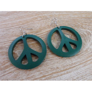 Boucles d'oreilles rondes peace & love vert