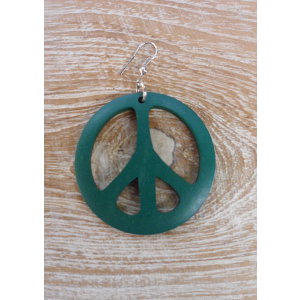 Boucles d'oreilles rondes peace & love vert