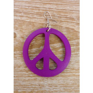 Boucles d'oreilles rondes peace & love mauve