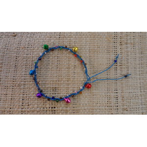 Bracelet de cheville bleu à grelots  rainbow