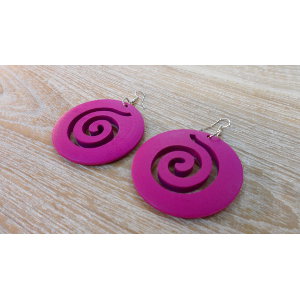 Boucles d'oreilles rondes spirale rose