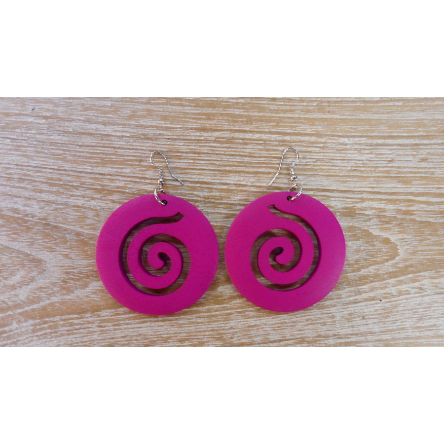 Boucles d'oreilles rondes spirale rose