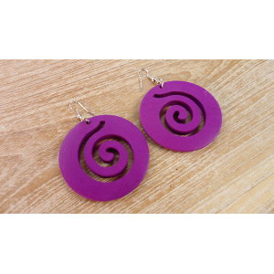 Boucles d'oreilles rondes spirale mauve