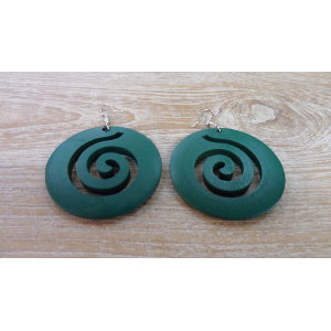 Boucles d'oreilles rondes spirale verte