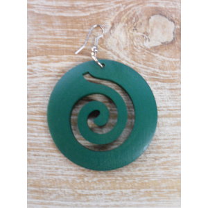 Boucles d'oreilles rondes spirale verte