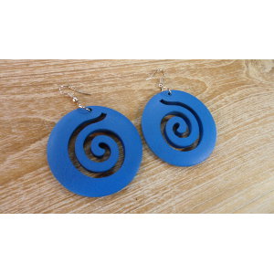 Boucles d'oreilles rondes spirale bleue