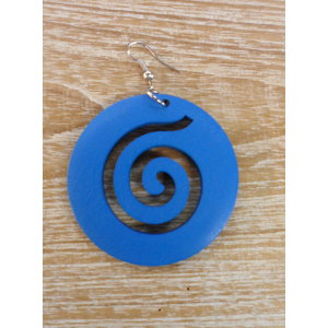 Boucles d'oreilles rondes spirale bleue