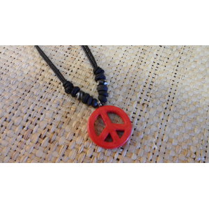 Collier peace & love rouge