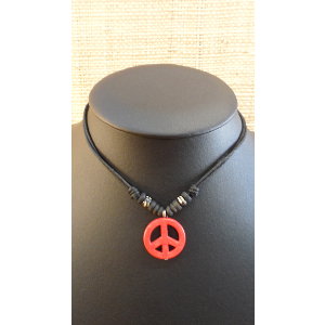 Collier peace & love rouge