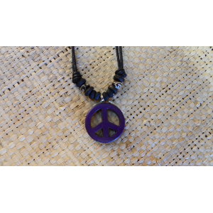 Collier peace & love mauve