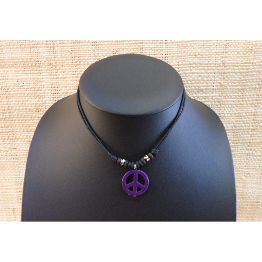 Collier peace & love mauve