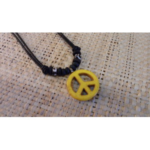 Collier peace & love jaune