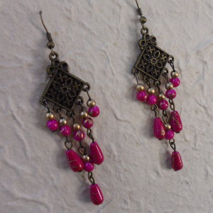 Boucles d'oreilles charme roses