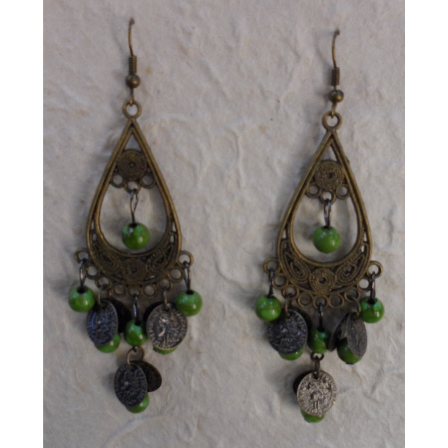 Boucles d'oreilles Marianne vertes