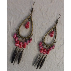 Boucles d'oreilles Akhas roses