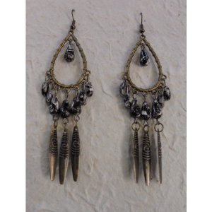 Boucles d'oreilles Akhas noires et blanches