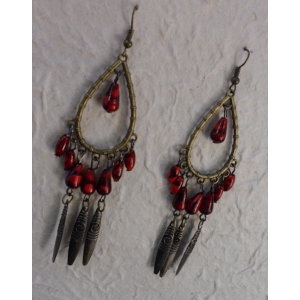 Boucles d'oreilles Akhas rouges