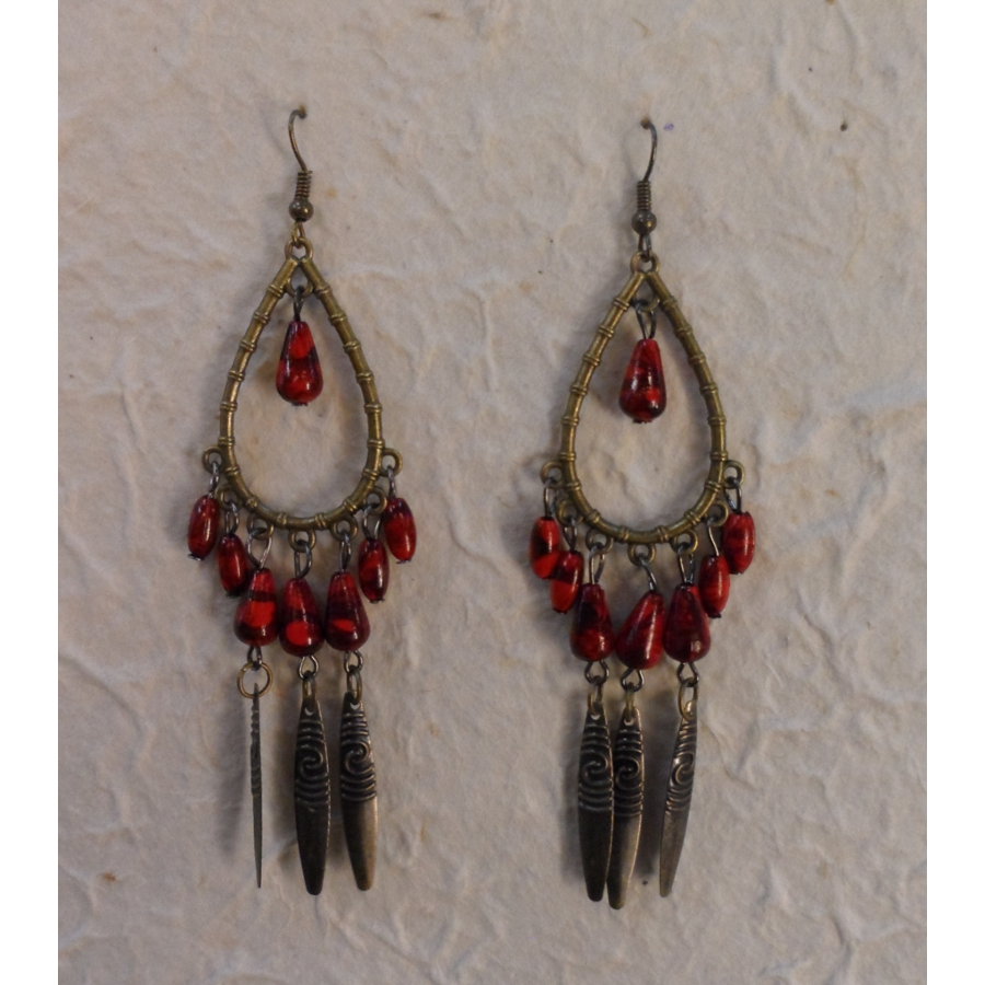 Boucles d'oreilles Akhas rouges