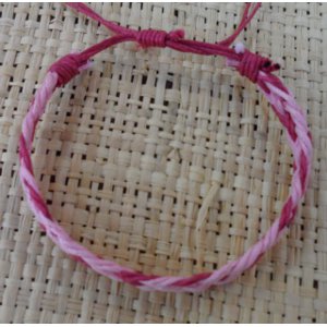 Bracelet  fantaisie natté rose