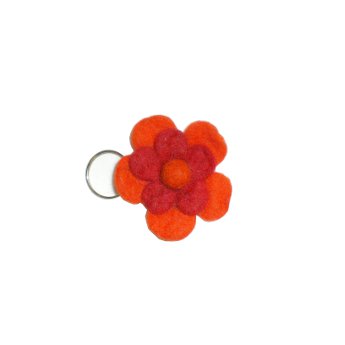 Porte-clés fleur rouge orangé