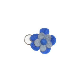 Porte clé fleur bleu gris