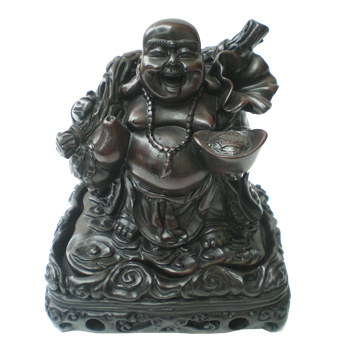 Bouddha rieur sur socle en résine
