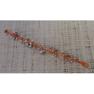 Bracelet de cheville orange à grelots argentés