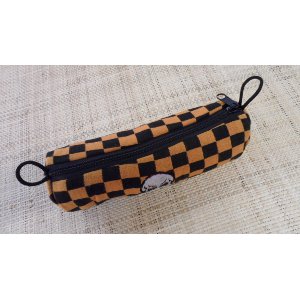 Trousse tête de mort damier orange