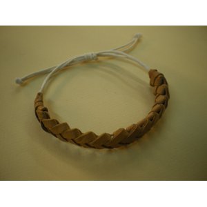 Bracelet cuir tressé marron clair