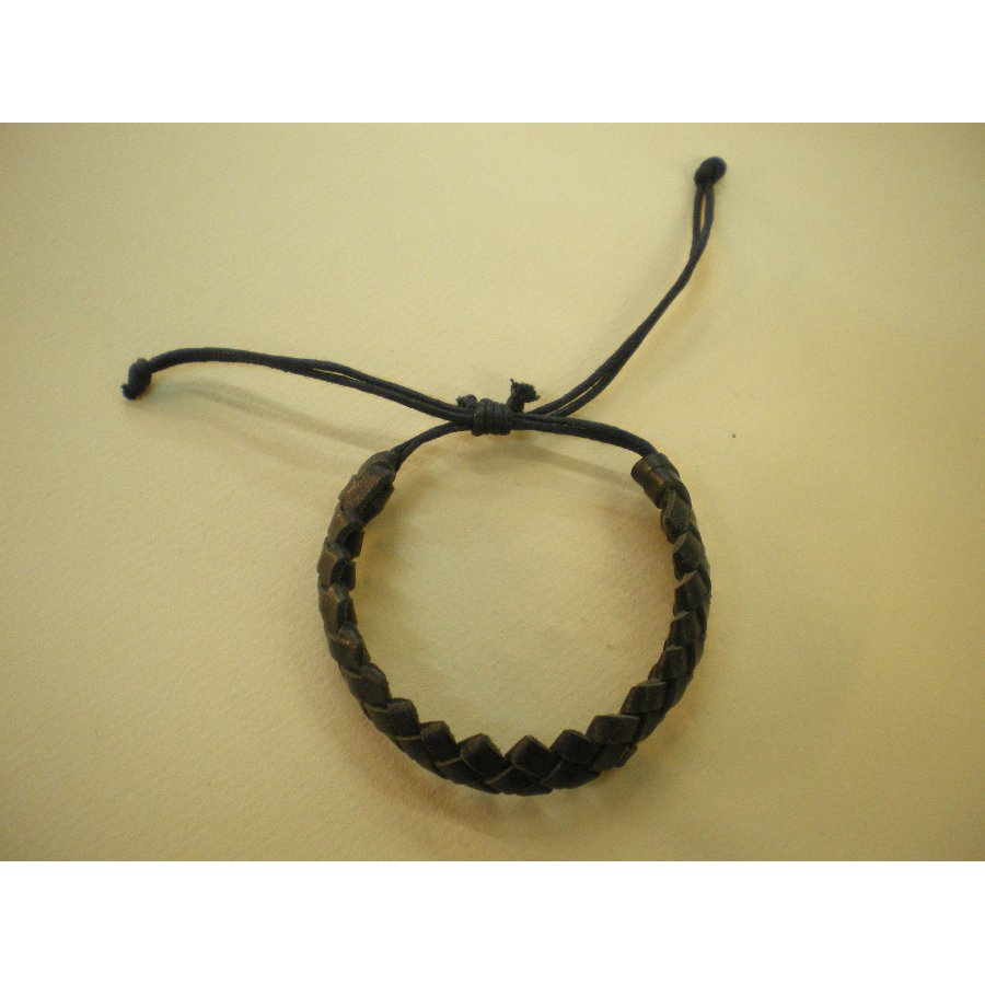 Bracelet cuir tressé noir